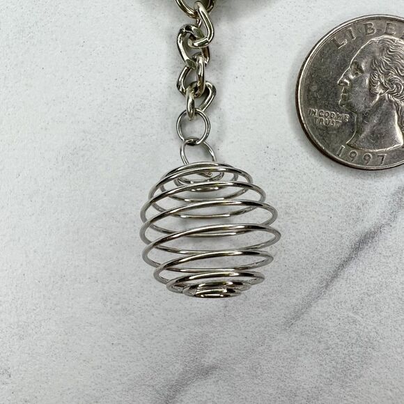 Silver Tone Spring Beehive Swirl Keychain Keyring - Picture 5 of 7